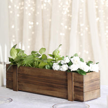 24 Inch x 6 Inch Natural Wood Smoked Brown Rustic Planter Box Set with Removable Plastic Liners