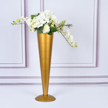 24 Inch Tall Gold Brushed Trumpet Vase