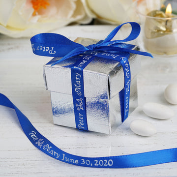 25 Yards | 3/8" Personalized Continuous Satin Ribbon Roll For Wedding Party Favors