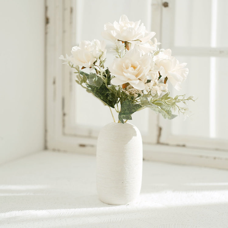 3 Cream Peony Bouquet Artificial Silk Bushes 11 Inch
