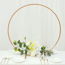 Gold Round Self Standing Metal Hoop Table Floral Wreath Frame 32 Inch