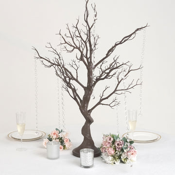Natural Manzanita Centerpiece Tree + 8 Acrylic Bead Chains 34" - Elegant Event Decor