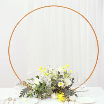 36" Gold Metal Round Hoop Wedding Centerpiece, Self Standing Table Floral Wreath Frame