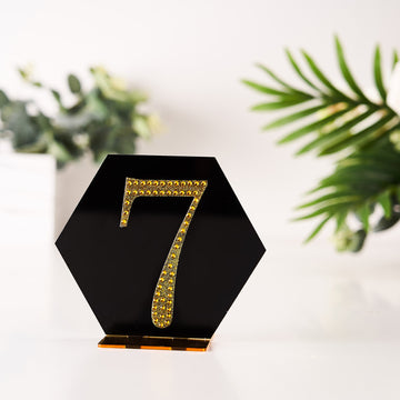 Gold Decorative Rhinestone Number "7" Stickers DIY Crafts 4"