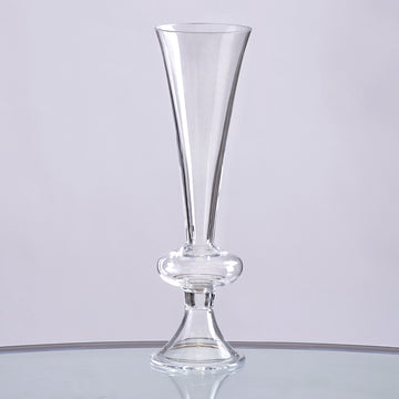 4 Pack | 13" Clear Reversible Crystal Ball Trumpet Glass Vases