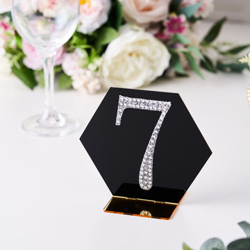 Silver Decorative Rhinestone Number 7 Stickers for DIY Crafts