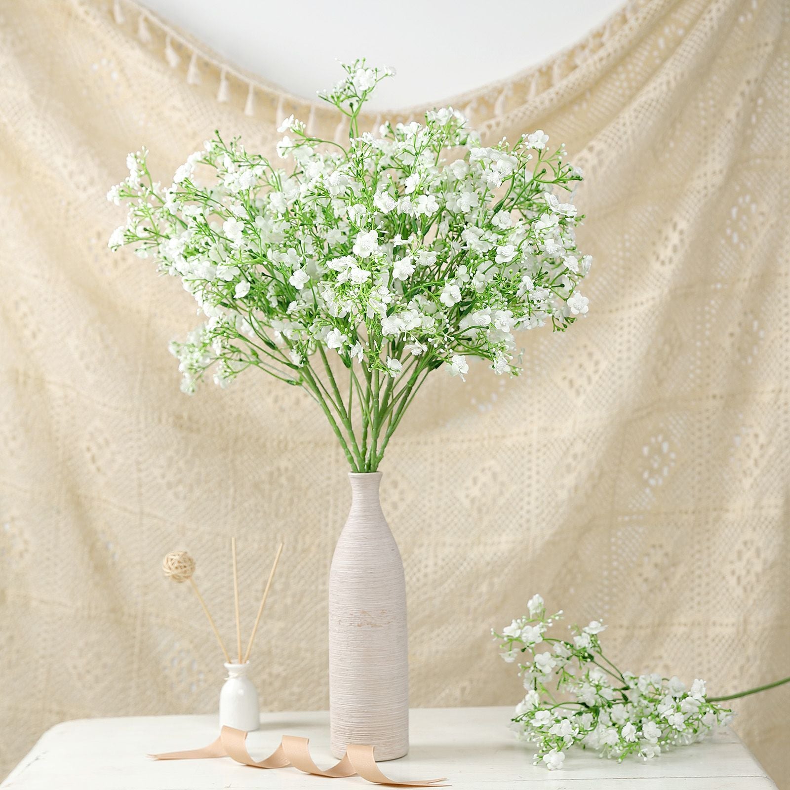 10Pcs 30 Bunches White Babys Breath Artificial Flowers Real Touch Fake