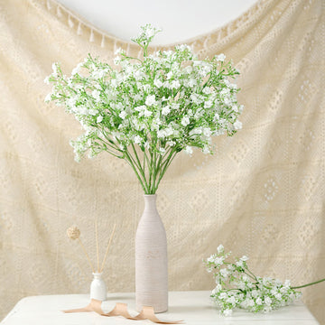 4 Stems White Artificial Silk Babys Breath Gypsophila Flowers 27"