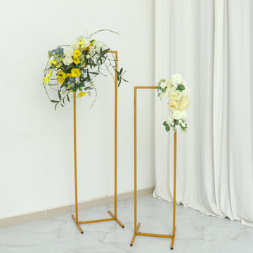 Slim Gold Metal Frame Wedding Arch, Rectangular Backdrop Stand, Floral Display Frame 4.5ft