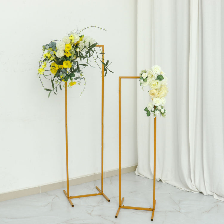 4.5 Feet Gold Metal Frame Slim Rectangular Floral Display Backdrop Stand