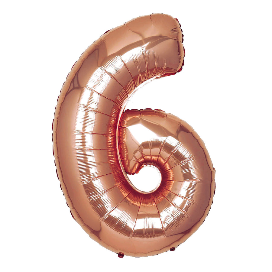 40 Inch Metallic Blush & Rose Gold Mylar Foil Number 6 Balloons#whtbkgd