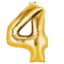 40inch Shiny Metallic Gold Mylar Foil Helium/Air 0-9 Number Balloon - 4#whtbkgd