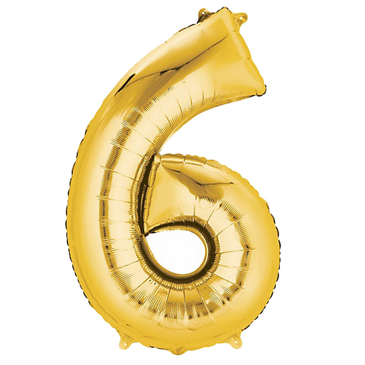 40inch Shiny Metallic Gold Mylar Foil Helium/Air 0-9 Number Balloon - 6#whtbkgd