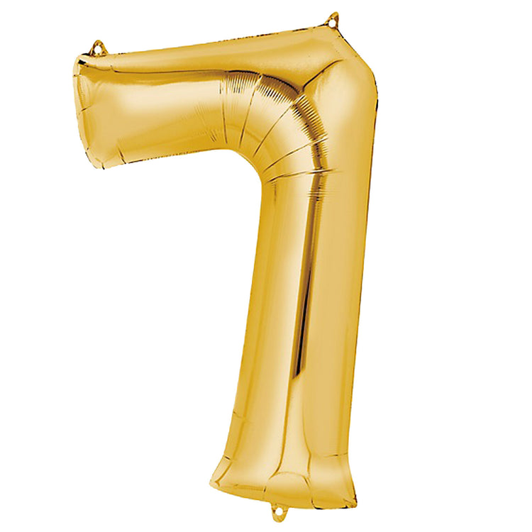 40inch Shiny Metallic Gold Mylar Foil Helium/Air 0-9 Number Balloon - 7#whtbkgd