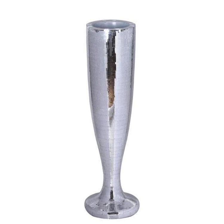 3.5 Feet Silver Polystone Mirror Mosaic Trumpet Floor Vase #whtbkgd