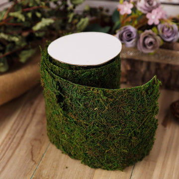 Green Preserved Moss Ribbon Roll, DIY Craft Ribbon 4ft 5" Wide