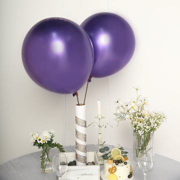 5 Pack Metallic Chrome Purple Latex Helium/Air Party Balloons 18"
