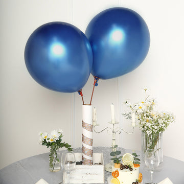 5 Pack | 18" Metallic Chrome Royal Blue Latex Helium or Air Balloons
