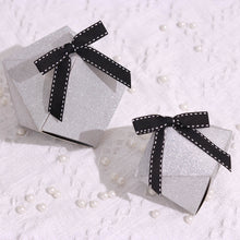 50 Pcs 3 Inch Black And White Saddle Stitch Polyester Ribbon Bows