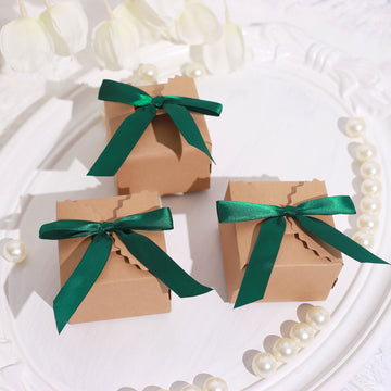 50 Pcs | 3" Satin Ribbon Bows With Twist Ties, Gift Basket Party Favor Bags Decor -  Hunter Emerald Green Classic Style