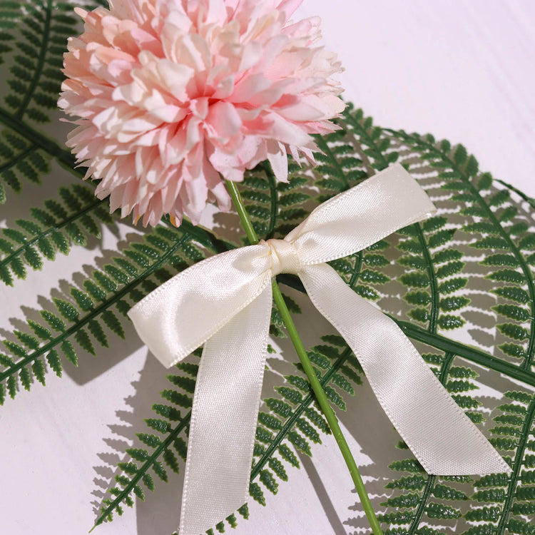 50 Ivory Satin Ribbon Bows With Twist Ties 3 Inch