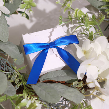 50 Pcs Satin Ribbon Bows With Twist Ties, Gift Basket Party Favor Bags Decor -  Royal Blue Classic Style 3"