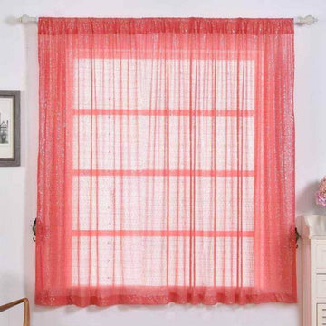 Pack of 2 Coral Sequin Curtains With Rod Pocket Window Treatment Panels 52"x64"