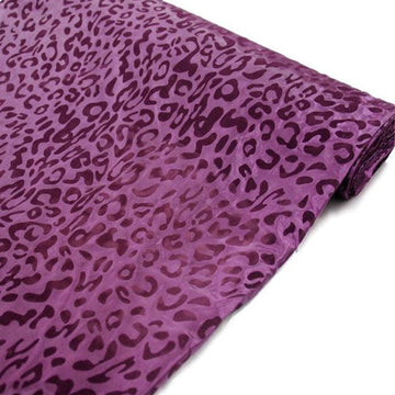 Elegant Eggplant Leopard Print Taffeta Fabric