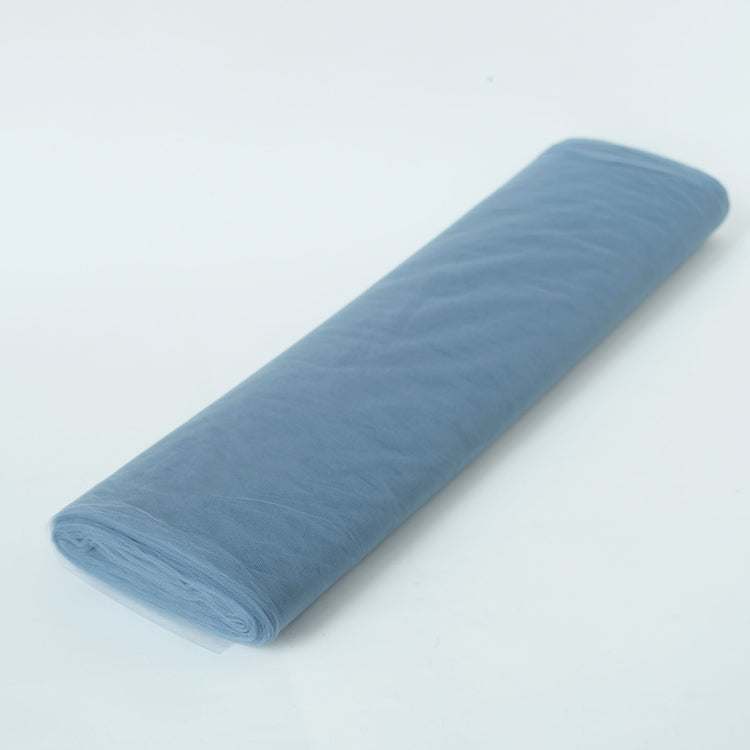 Dusty Blue Sheer Tulle Fabric Spool Roll 54 Inch x 40 Yards#whtbkgd