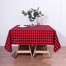 Square Black and Red Checkered Tablecloth 54 Inch x 54 Inch Polyester Gingham