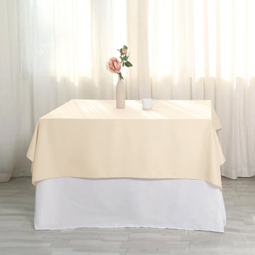 Beige Square Seamless Polyester Tablecloth 54"x54"