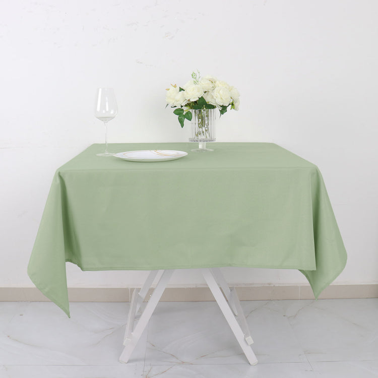 Sage Green Washable Square Polyester Tablecloth 54 Inch