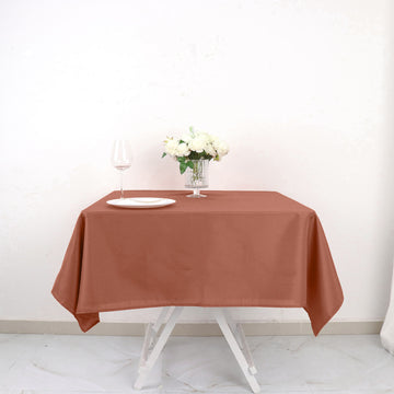 Terracotta (Rust) Square Seamless Polyester Tablecloth: Add Elegance to Your Event Decor