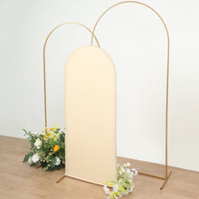 5 Feet Fitted Matte Beige Spandex Arch Cover For Round Top Backdrop