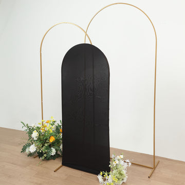 Matte Black Spandex Fitted Wedding Arch Cover For Round Top Chiara Backdrop Stand 5ft