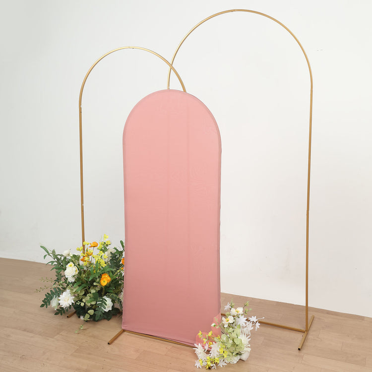 Matte Dusty Rose Spandex Arch Cover For Round Top Backdrop Stand 5 Feet