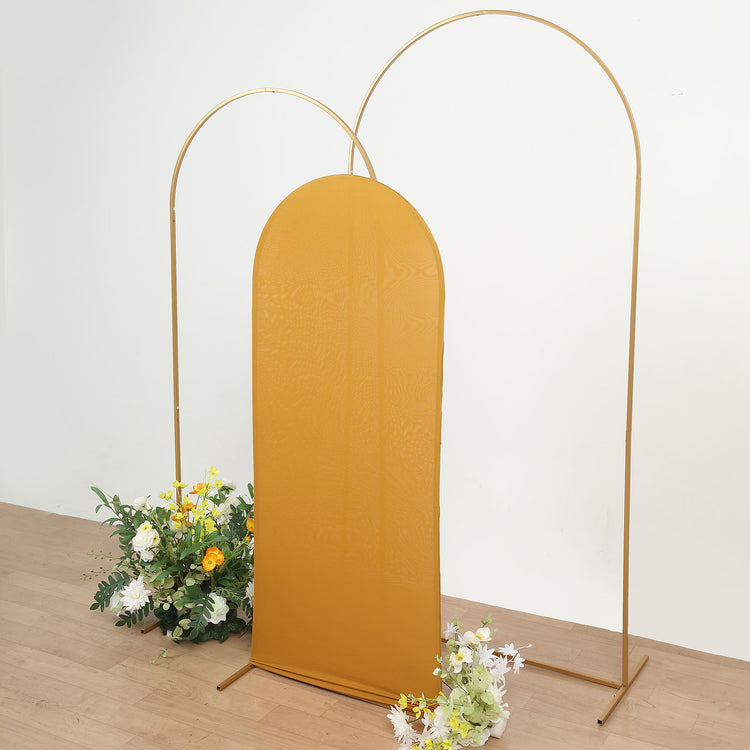 5 Feet Matte Gold Spandex Arch Cover For Round Top Backdrop Stand