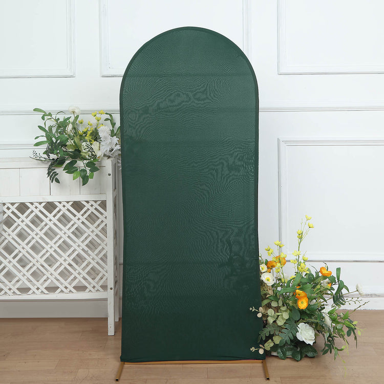 5ft Matte Hunter Emerald Green Spandex Fitted Wedding Arch Cover For Round Top Chiara Backdrop Stand