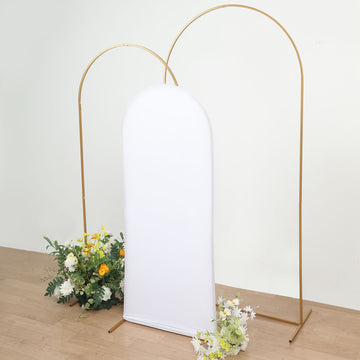 Matte White Spandex Fitted Wedding Arch Cover For Round Top Chiara Backdrop Stand 5ft