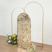 Sparkly Champagne Double Sided Big Payette Sequin Fitted Wedding Arch Cover For Round Top Chiara