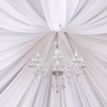 5ftx30ft White Polyester Ceiling Drapes Backdrop Curtain Panels Wedding Arch Fire Retardant Draping Fabric with Rod Pockets