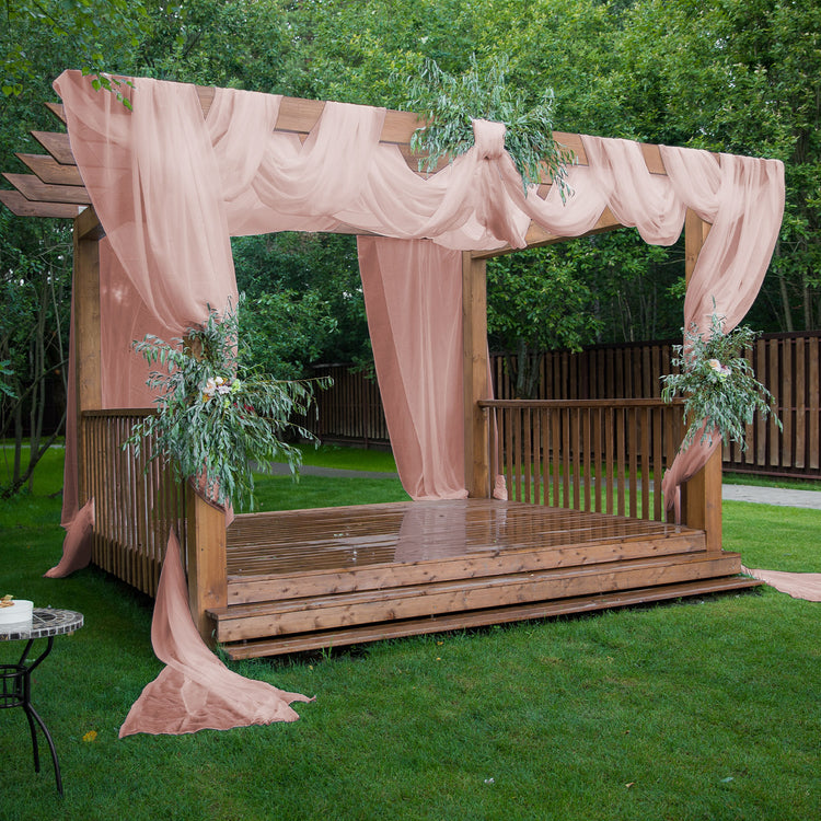 Rod Pocket Premium Dusty Rose Chiffon Backdrop Curtain 5 Feet x 32 Feet 