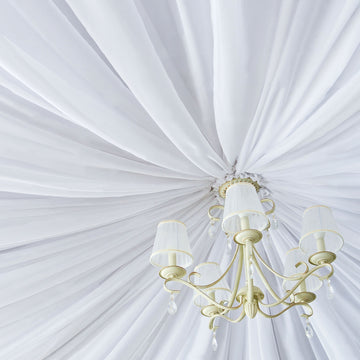 5ftx40ft White Polyester Ceiling Drapes Backdrop Curtain Panels Wedding Arch Fire Retardant Draping Fabric with Rod Pockets