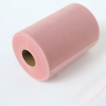 Dusty Rose Tulle Fabric Bolt, Sheer Fabric Spool Roll For Crafts 6"x100 Yards