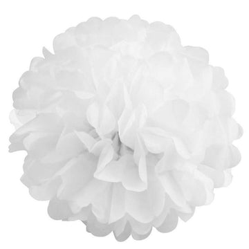 6 Pack | 12" White Tissue Paper Pom Poms Flower Balls, Ceiling Wall Hanging Decorations