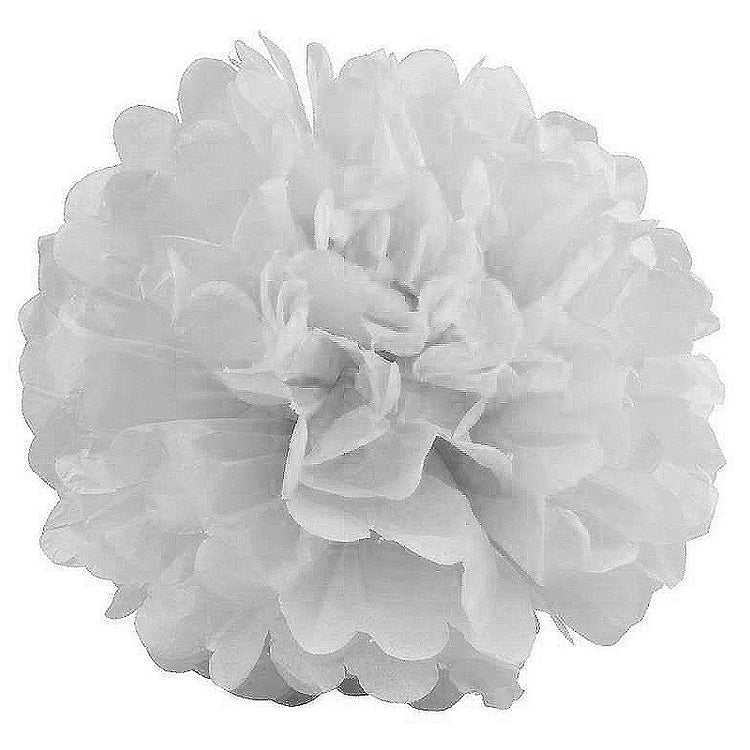 Paper Tissue Pom Pom 14 inch - White - 12pcs#whtbkgd