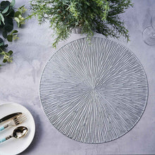 6 Pack | 15inch Silver Metallic Non-Slip Placemats, Spiked Design Round Vinyl Table Mats