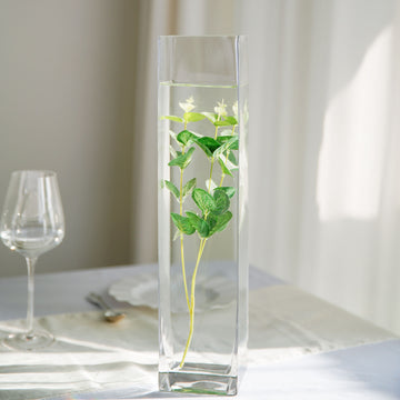 6 Pack | 18" Heavy Duty Square Cylinder Glass Vase