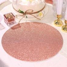 6 Pack of Non Slip Round Blush Rose Gold Glitter Table Mats
