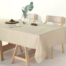 Slubby Textured Beige Linen Wrinkle Resistant Rectangular Tablecloth 60 Inch x 102 Inch
